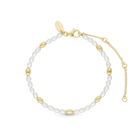 Magic Pearl Armbånd - Forgyldt Sterling Sølv m. 26 Hvide Ferskvandsperler