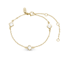 Glowing Clover Armbånd - Blankpoleret Forgyldt Sterling Sølv m. 3 Hvide