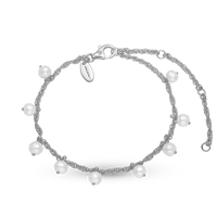 Dangling Pearls Armbånd - Sterling Sølv m. 9 Hvide Ferskvandsperler