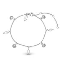 Pearl Shell Armbånd - Blankpoleret Sterling Sølv m. 3 Hvide Ferskvandsperler