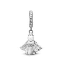Heavenly Angel Hænger Charm 6 mm Til Armbånd - Blankpoleret Sterling Sølv m. 1 Ferskvandsperle