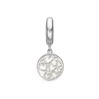 Magic Hearts Hænger Charm 6 mm Til Armbånd - Blankpoleret Sterling Sølv m. Perlemor