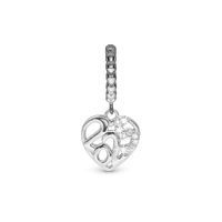 Year 2025 Hænger Charm 6 mm Til Armbånd - Blankpoleret Sterling Sølv m. 9 Hvide Cubic Zirkonia