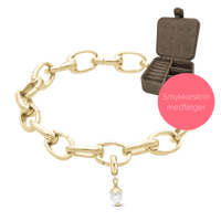 Embrace Forgyldt Link Armbånd Til Charms - m. 4 mm Charm i Forgyldt Sterling Sølv og Smykkeskrin