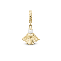 Heavenly Angel - Hænger Charm 4 mm Til Armbånd - Blankpoleret Forgyldt Sterling Sølv m. 1 Ferskvandsperle