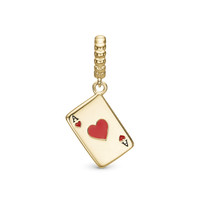 Ace of Hearts - Hænger Charm 4 mm Til Armbånd - Forgyldt Sterling Sølv
