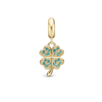Lucky Clover - Hænger Charm 4 mm Til Armbånd - Forgyldt Sterling Sølv m. 20 Cubic Zirkonia