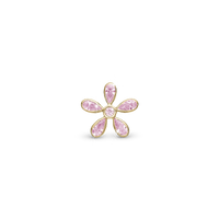 Magical Pink Flower - Charm 4 mm Til Armbånd - Forgyldt Sterling Sølv m. 6 Cubic Zirkonia