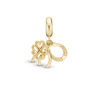Lucky - Hænger Charm 4 mm Til Armbånd - Blankpoleret/Mat Forgyldt Sterling Sølv