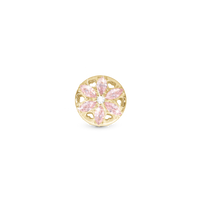Sparkling pink flower - Charm 4 mm Til Armbånd - Blankpoleret Forgyldt Sterling Sølv m. Cubic Zirkonia