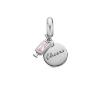 Cheers - Hænger Charm 4 mm Til Armbånd - Sterling Sølv m. 2 Cubic Zirkonia