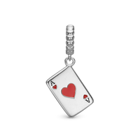 Ace of Hearts - Hænger Charm 4 mm Til Armbånd - Sterling Sølv