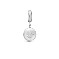 Sun & Moon - Hænger Charm 4 mm Til Armbånd - Sterling Sølv m. 9 Ferskvandsperler