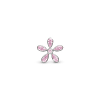 Magical pink Flower - Charm 4 mm Til Armbånd - Sterling Sølv m. 6 Cubic Zirkonia