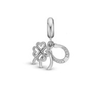 Lucky - Hænger Charm 4 mm Til Armbånd - Blankpoleret/Mat Sterling Sølv