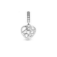 Year 2025 - Hænger Charm 4 mm Til Armbånd - Blankpoleret Sterling Sølv m. 9 Cubic Zirkonia