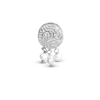 Dazzling imprint - Charm 4 mm Til Armbånd - Blankpoleret Sterling Sølv m. 3 Ferskvandsperler