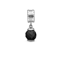 Big Moving Onyx - Hænger Charm 4 mm Til Armbånd - Sterling Sølv m. 1 Onyx