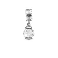 Big Moving Crystal - Hænger Charm 4 mm Til Armbånd - Sterling Sølv m. 1 Krystalkvarts