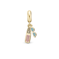 Surfboard Limited Edition - Charm 4 mm Til Armbånd - Blankpoleret Forgyldt Sterling Sølv m. 1 Cubic Zirkonia