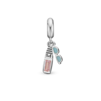 Surfboard Limited Edition - Charm 4 mm Til Armbånd - Blankpoleret Sterling Sølv m. 1 Cubic Zirkonia