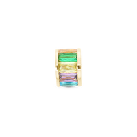 Multi color Baguette Charm 6 mm til Classic Læderarmbånd - Blankpoleret Forgyldt Sterling Sølv m. 10 Multi color Cubic Zirkonia