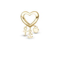 My Faith, Hope & Love Charm 6 mm til Classic Læderarmbånd - Forgyldt Sterling Sølv