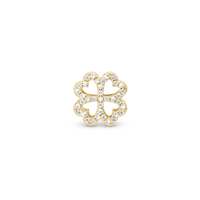 Shimmery Clover Charm 6 mm til Classic Læderarmbånd - Blankpoleret Forgyldt Sterling Sølv m. 1 Cubic Zirkonia