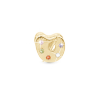 Passion for Art Charm 6 mm til Classic Læderarmbånd - Blankpoleret Forgyldt Sterling Sølv m. 5 Multi color Cubic Zirkonia