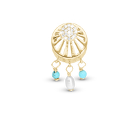 Ocean sunset Charm 6 mm til Classic Læderarmbånd - Mat Forgyldt Sterling Sølv