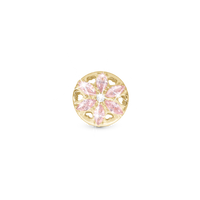 Sparkling pink flower Charm 6 mm til Classic Læderarmbånd - Blankpoleret Forgyldt Sterling Sølv m. 3 Hvide Ferskvandsperler