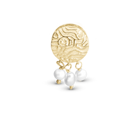 Dazzling imprint Charm 6 mm til Classic Læderarmbånd - Blankpoleret Forgyldt Sterling Sølv m. 3 Hvide Ferskvandsperler