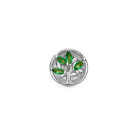 Green Life Charm 6 mm til Classic Læderarmbånd - Sterling Sølv m. 4 Grønne Cubic Zirkonia