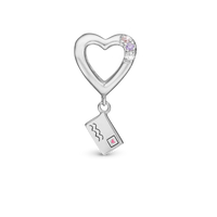 A Love Letter Charm 6 mm til Classic Læderarmbånd - Sterling Sølv m. 3 Hvide Cubic Zirkonia