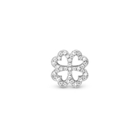 Shimmery Clover Charm 6 mm til Classic Læderarmbånd - Blankpoleret Sterling Sølv m. Hvid Cubic Zirkonia