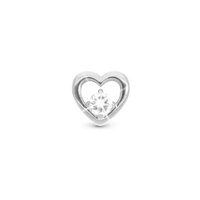 Lovingly Charm 6 mm til Classic Læderarmbånd - Blankpoleret Sterling Sølv m. 1 Cubic Zirkonia