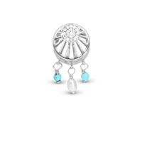 Ocean Sunset Charm 6 mm til Classic Læderarmbånd - Blankpoleret Sterling Sølv m. 19 Cubic Zirkonia