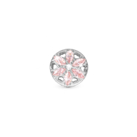 Sparkling pink flower Charm 6 mm til Classic Læderarmbånd - Blankpoleret Sterling Sølv m. 3 Hvide Ferskvandsperler