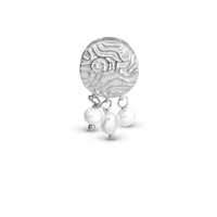 Dazzling imprint Charm 6 mm til Classic Læderarmbånd - Blankpoleret Sterling Sølv m. 3 Hvide Ferskvandsperler