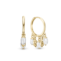 Magic Pearls Hoops - Forgyldt Sterling Sølv m. 6 Hvide Ferskvandsperler