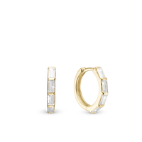 White Baguette Hoops - Forgyldt Sterling Sølv m. 8 Hvide Cubic Zirkonia