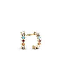 Rainbow creole Hoops - Forgyldt Sterling Sølv m. 16 Multi color Cubic Zirkonia