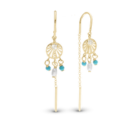 Ocean Sunset Hænge Øreringe - Blankpoleret Forgyldt Sterling Sølv m. 18 Hvide Cubic Zirkonia