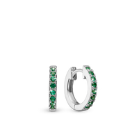 Green Circles Hoops - Sterling Sølv m. 16 Grønne Cubic Zirkonia