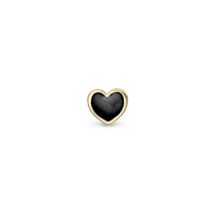 Black Heart Enkelt Ørestik / Single Stud - Forgyldt Sterling Sølv