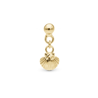 Dangling Clam shell Enkelt Ørestik / Single Stud - Blankpoleret Forgyldt Sterling Sølv
