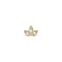 Flower Enkelt Ørestik / Single Stud - Forgyldt Sterling Sølv m. 3 Hvide Cubic Zirkonia