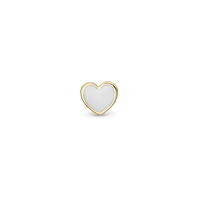 White Heart Enkelt Ørestik / Single Stud - Forgyldt Sterling Sølv