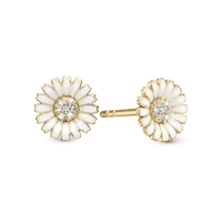Marguerite CZ 8mm Ørestikker - Forgyldt Sterling Sølv m. 14 Hvide Cubic Zirkonia
