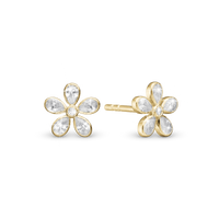 Magic white Flower Ørestikker - Forgyldt Sterling Sølv m. 12 Hvide Cubic Zirkonia